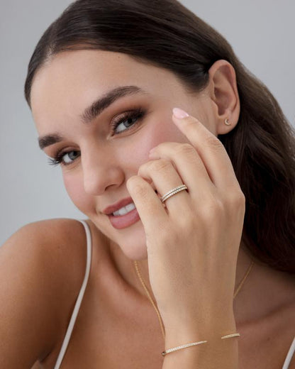 14K Gold-Plated Stackable Eternity Ring with Simulated Diamonds
