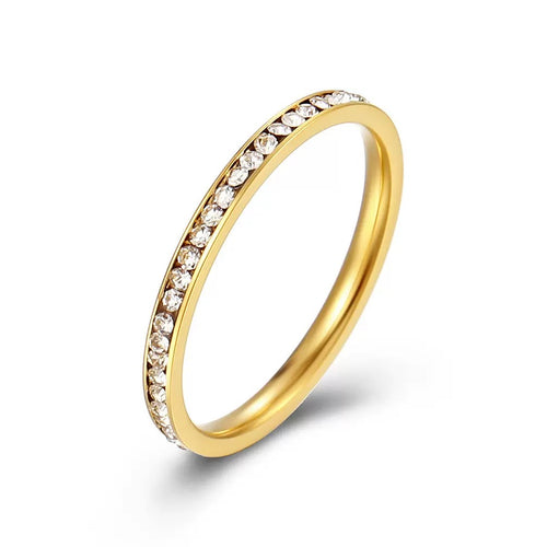 14K Gold-Plated Stackable Eternity Ring with Simulated Diamonds